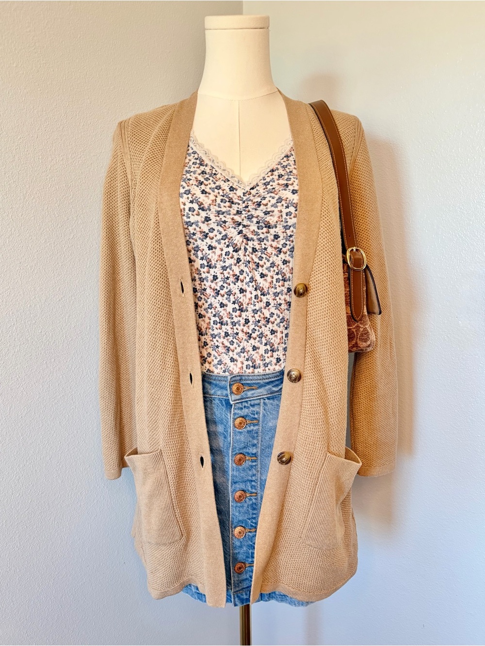 J. Jill Beige Knit Cardigan with Pockets - Size M